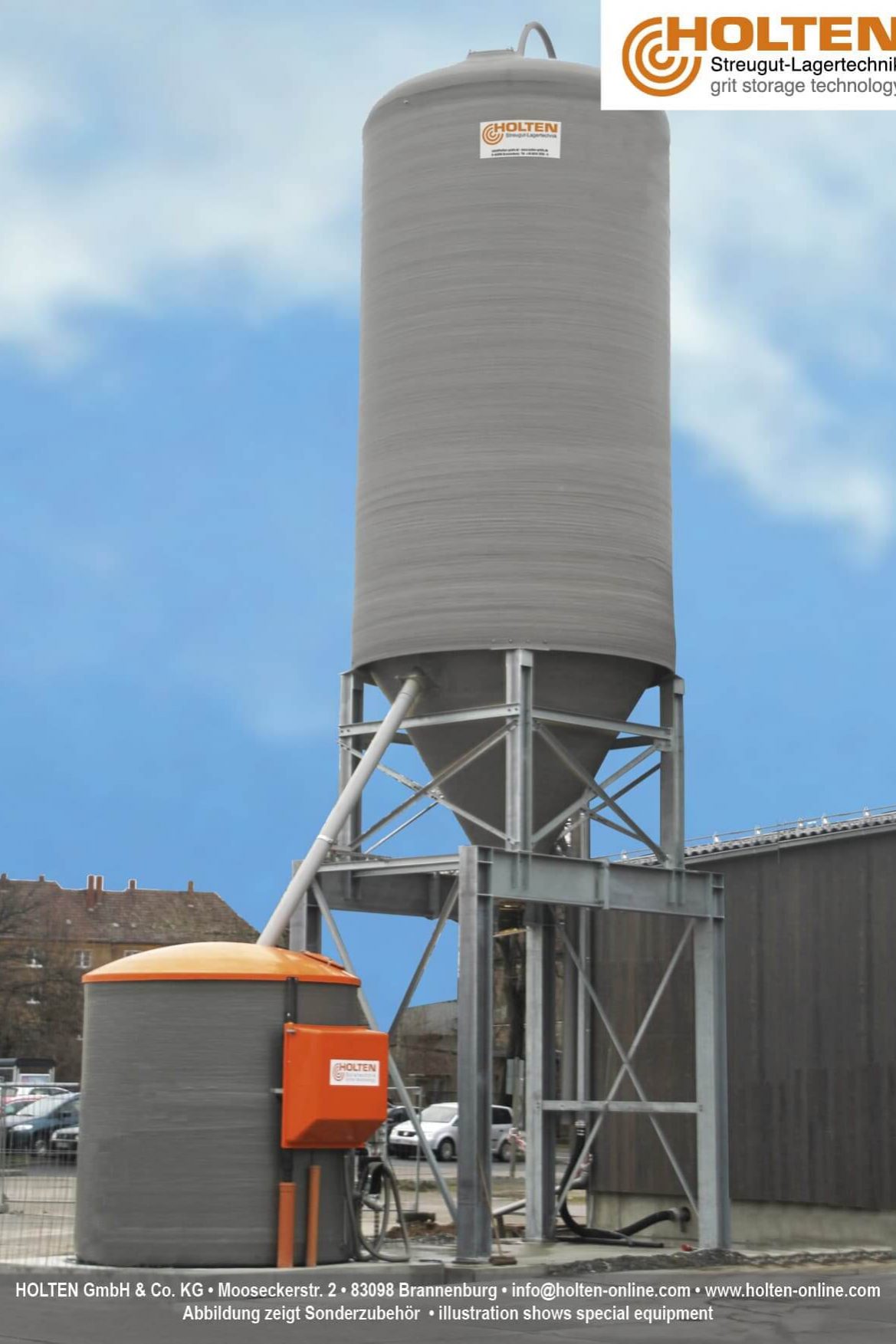 Streugutlagersilo GFK / Stahl mit Soleerzeuger