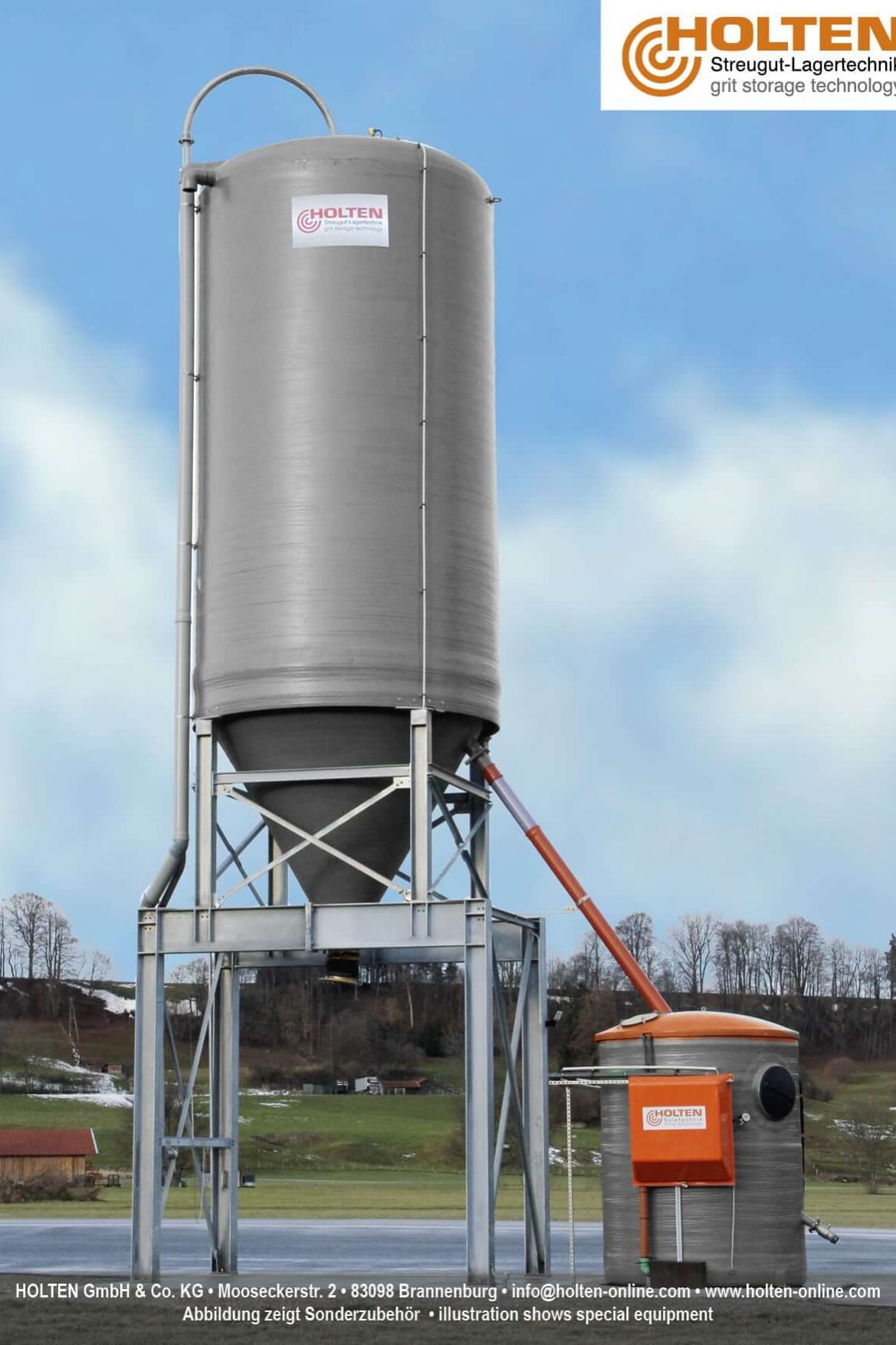 Streugutlagersilo GFK / Stahl mit Soleerzeuger