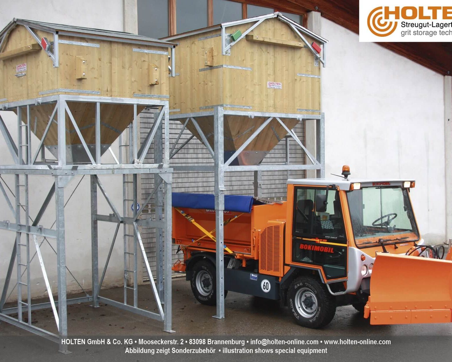 Zwei Mobile Silos 3,5 + 5,0 + 10 m³ mit Unimog