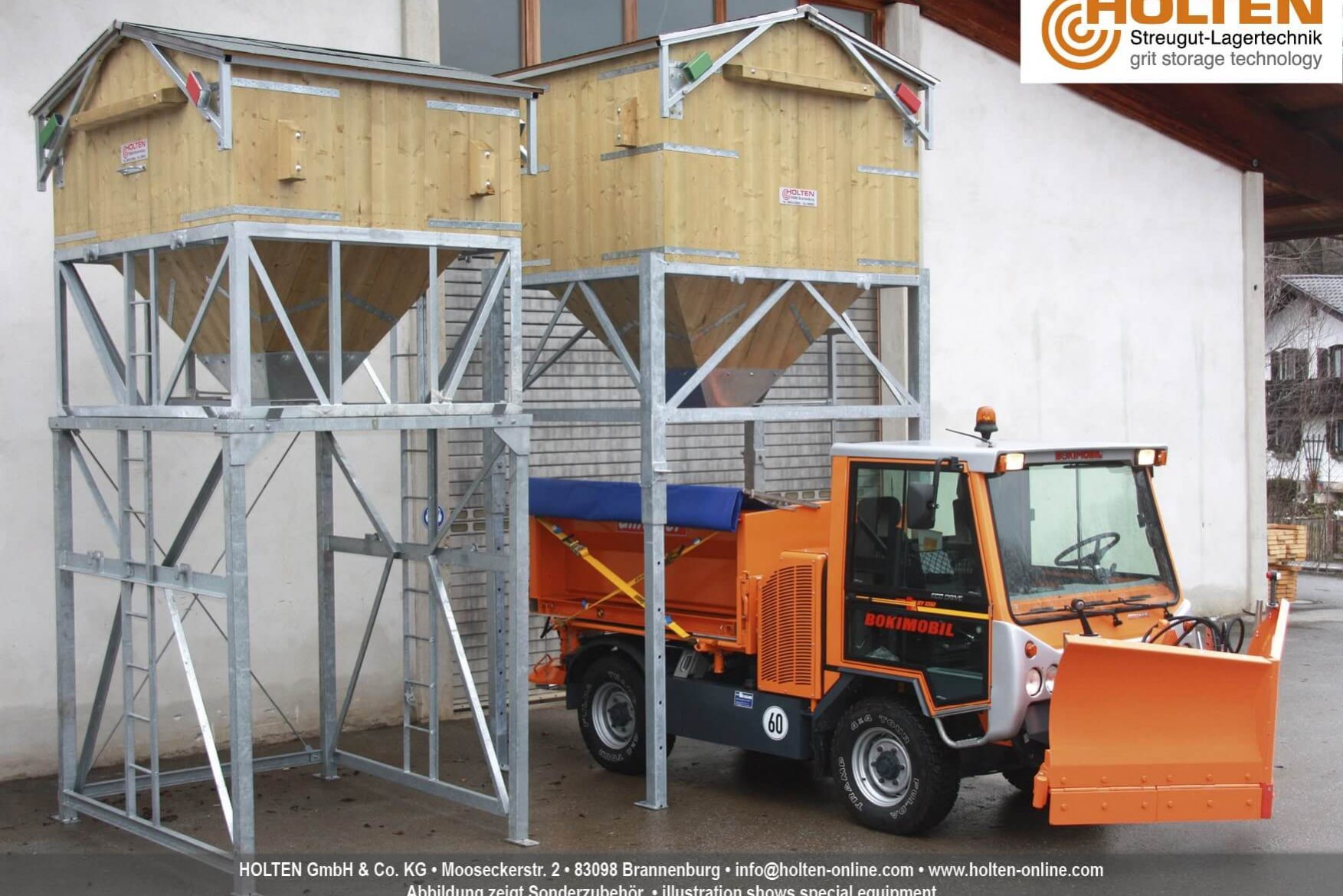 Zwei Mobile Silos 3,5 + 5,0 + 10 m³ mit Unimog