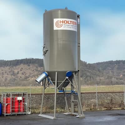 Mobiler Silo aus Stahl 23m³ mit seitlichem und zentralem Salzauslass