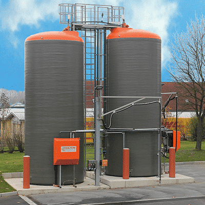 Vollständig aufgebaute Solepumpstation B1 mit Solelagertank