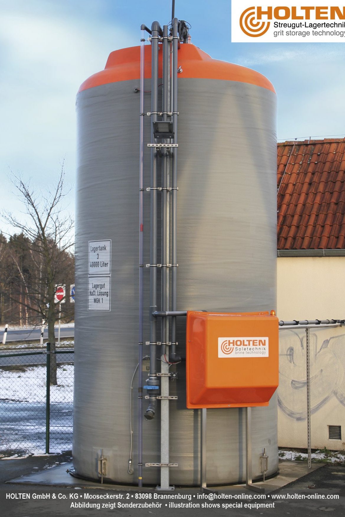 Vollständig aufgestellte Solepumpstation B1 im Winter